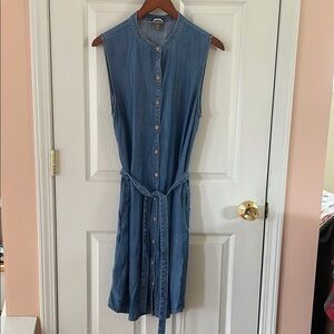 Tommy Bahama Blue Sleeveless Midi Dress with Tie Front